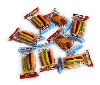 Efrutti Mini Gummy Hot Dogs 2 Pound Bulk bag