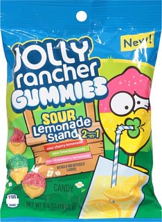 Jolly Rancher Gummies Sour Lemonade Stand Dual Flavor 6.5 oz Peg Bag