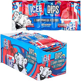 Icee Dips 3 Flavor Candy Powder & Stick Packets 1.41oz 18ct