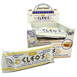 Cleo's Chocolatey White Peanut Butter Cup Candy Bar Vegan 1.5 oz 12ct