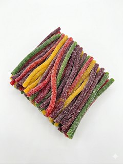 Turkish Import Rainbow Mixed Fruit Fizzy Sour Gummy Sticks 2.1 lbs