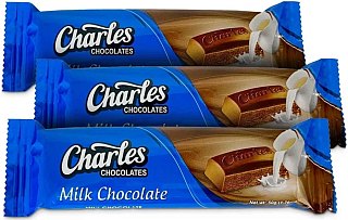 Charles Caribbean Import Milk Chocolate  Candy Bar 45g 12ct