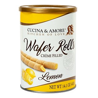 Cucina & Amore Creme Filled Wafer Roll Tins LEMON 14.1 oz 6 ct