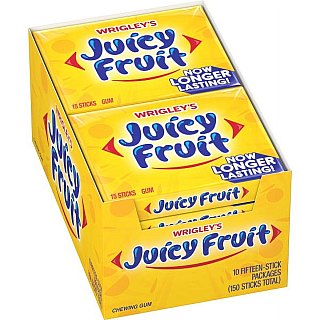 Juicy Fruit Chewing Gum 10 Count 15 Pieces Each Tray