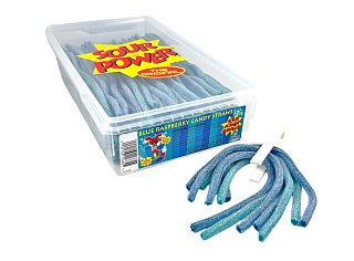 Dorval Sour Power Straw Tubes Candy Blue Raspberry Tub 2.5lb