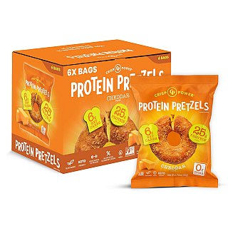 Crisp Power Protein Pretzels CHEDDAR Flavor 1.75 oz 6 ct