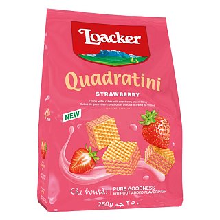 Loacker Quadratini STRAWBERRY Wafer Cookie Bag 7.76 oz 6ct