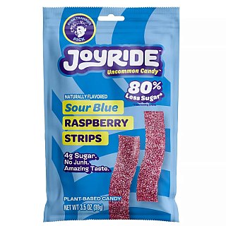 Joyride Low Sugar Sour Strip Blue Raspberry Candy 3.5 oz 10 ct