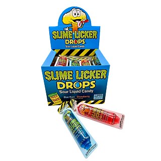Slime Lickers Drops Sour Liquid Candy Strawberry Blue Razz 30 ct