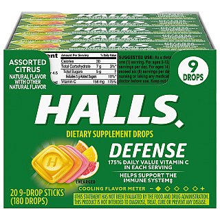 Halls 20 Ct 9 Drop Sticks Assorted Citrus Tray