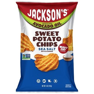 Jacksons Sweet Potato WAVY Chips Sea Salt Avocado Oil 5oz 12ct