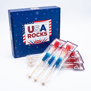 Espeez USA Red White Blue MEGA Rock Candy 12"  12ct Display