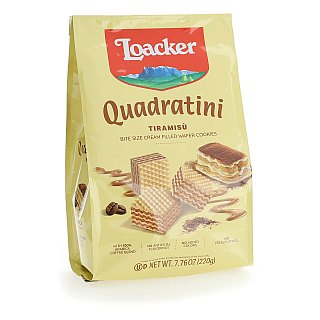 Loacker Quadratini Tiramisu Wafer Bite Size Cookie Bag 7.76 oz 6ct