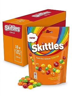 Skittles UK Import Citrus Fruit Soft Candy 136g 15ct Tray