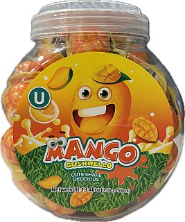Gushmello Liquid Filled Gummy Mango Shaped Candy Jar 55 ct