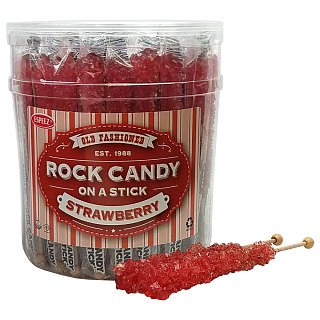 Espeez Red Strawberry Rock Candy On a Stick Jar 36 ct 6.5 "