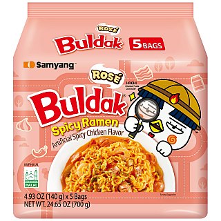 Samyang Buldak Rose Spicy Ramen Soup Noodles 4.93 oz 5 Pack