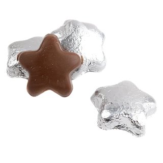 Madelaine Milk Chocolate Foil Mini Silver Stars 1.5" 5lb