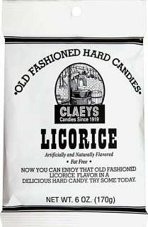 Claeys Old Fashioned Hard Candy Licorice 6 oz Peg Bag 6 Pack
