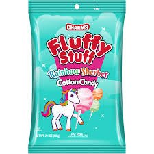 Fluffy Stuff Rainbow Sherbert 2.1 Oz Cotton Candy Single Bag
