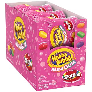 Hubba Bubba Skittles Mini Gum 6 Pack 40 Pieces Each