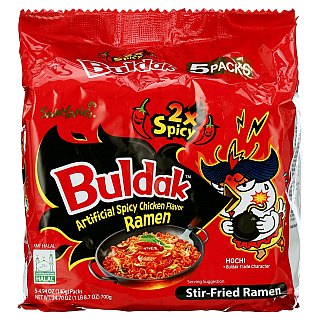 Samyang Buldak 2X Spicy Hot Chicken Ramen Soup 4.94 oz 5 Pack