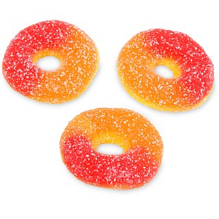 Fini Sour Peach Gummy Rings Medium Size 1.25"  2.2 lb Kosher