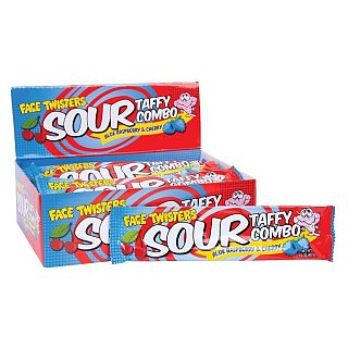 Face Twisters Sour Taffy Combo Charry Blue Raspberry 24 ct
