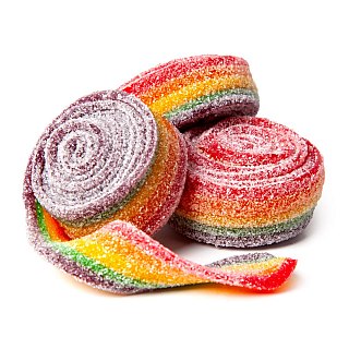 Clever Rainbow Sour Belt Rolls Candy Unwrapped 3.3 lb