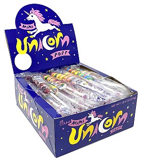 Mini Unicorn Spiral Rainbow Lollipop Sticks 48 ct Tray