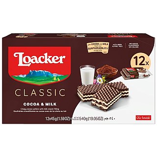 Loacker Classic Double Chocolate Wafers 1.59oz 12ct Tray