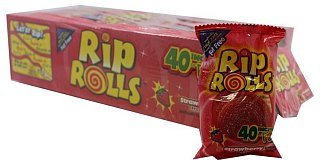 Rip Rolls Strawberry Sweet & Sour Fruit Rolls 1.4 oz 24ct