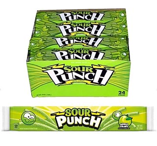 Sour Punch Straws 24 Ct 2 Oz Sour Apple Tray
