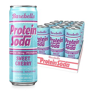 Barebells Protein Caffeine Energy Soda Sweet Cherry 12oz 12ct