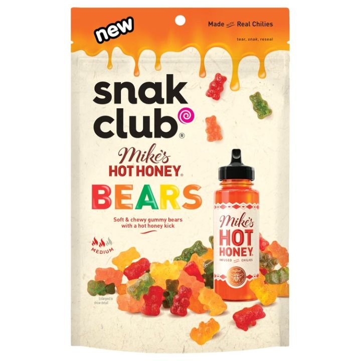 Snak Club Mike's Hot Honey Gummy Bears Bag 4oz 6ct