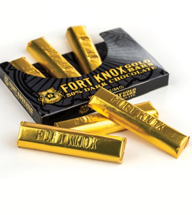 Fort Knox Mini Gold Bars Dark Chocolate 50% 2.96 oz 12 ct