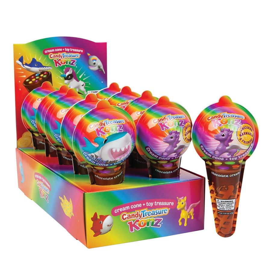 Candy Treasure Konz Ice Cream Cone With Toy Surprise 10ct