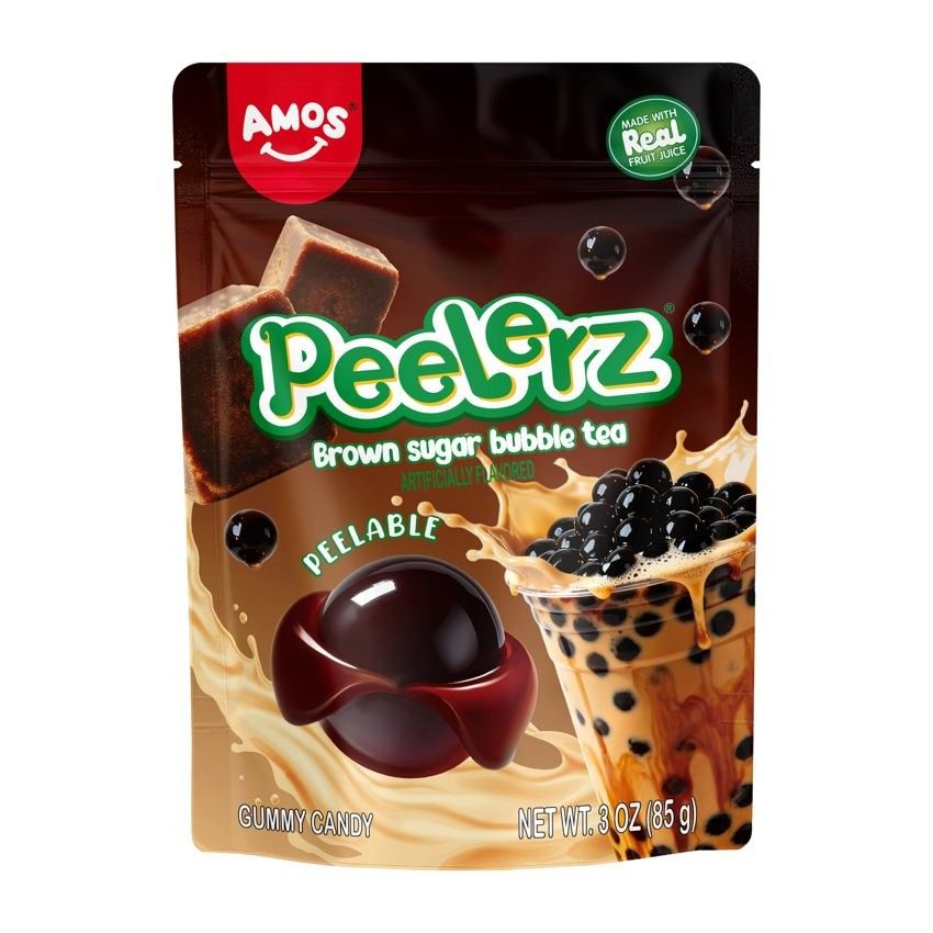 Peelerz Brown Sugar Bubble Tea Peelable Gummy Candy 3oz 12 Pack