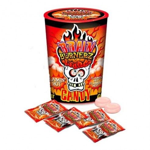 Brain Blasterz Burnerz Flaming Hot Candy Tub 48g 12 ct UK Import