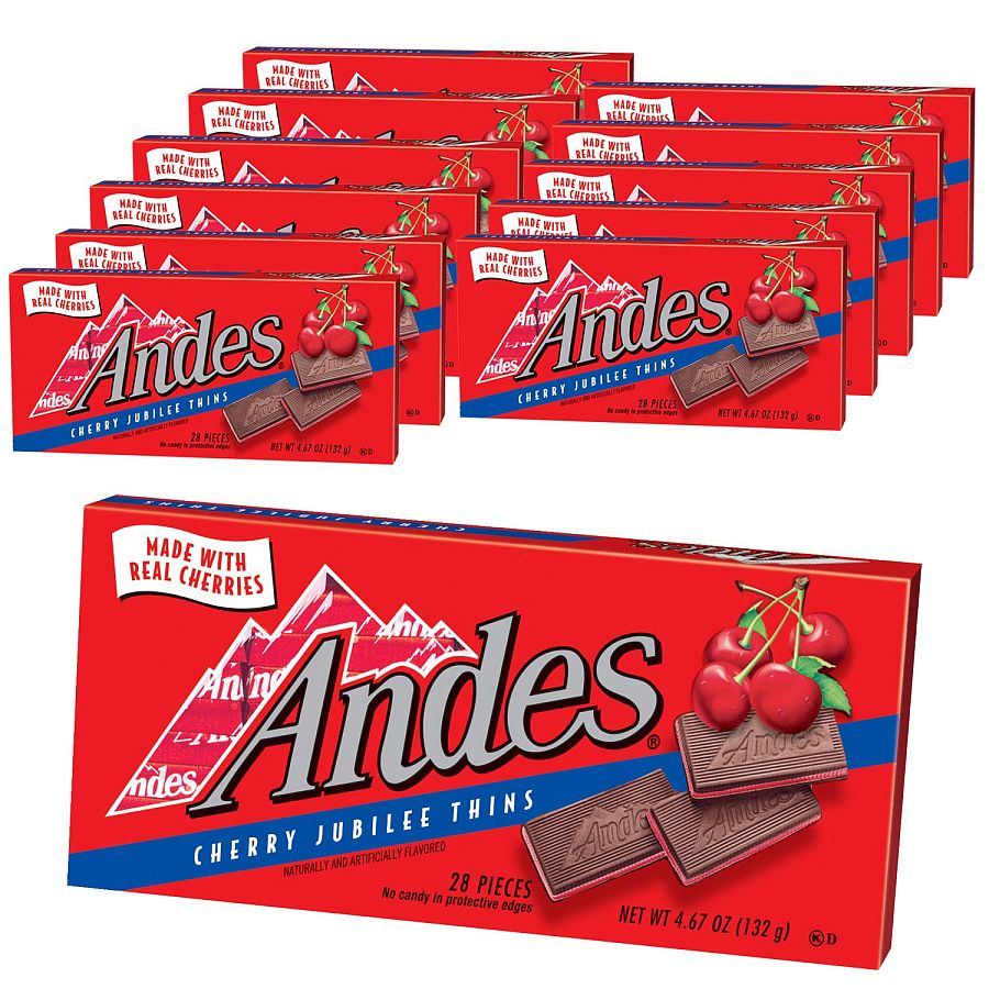 Andes Cherry Jubilee Thins Tray Chocolate Box 4.67 oz 12 ct