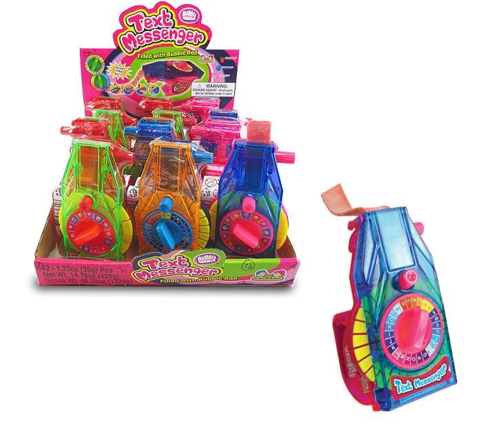 Kidsmania Text Messenger Bubble Gum Roll Stamper 1.23 oz 12 ct