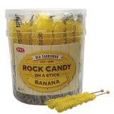 Espeez Yellow Banana Rock Candy On a Stick Jar 36 ct 6.5 "
