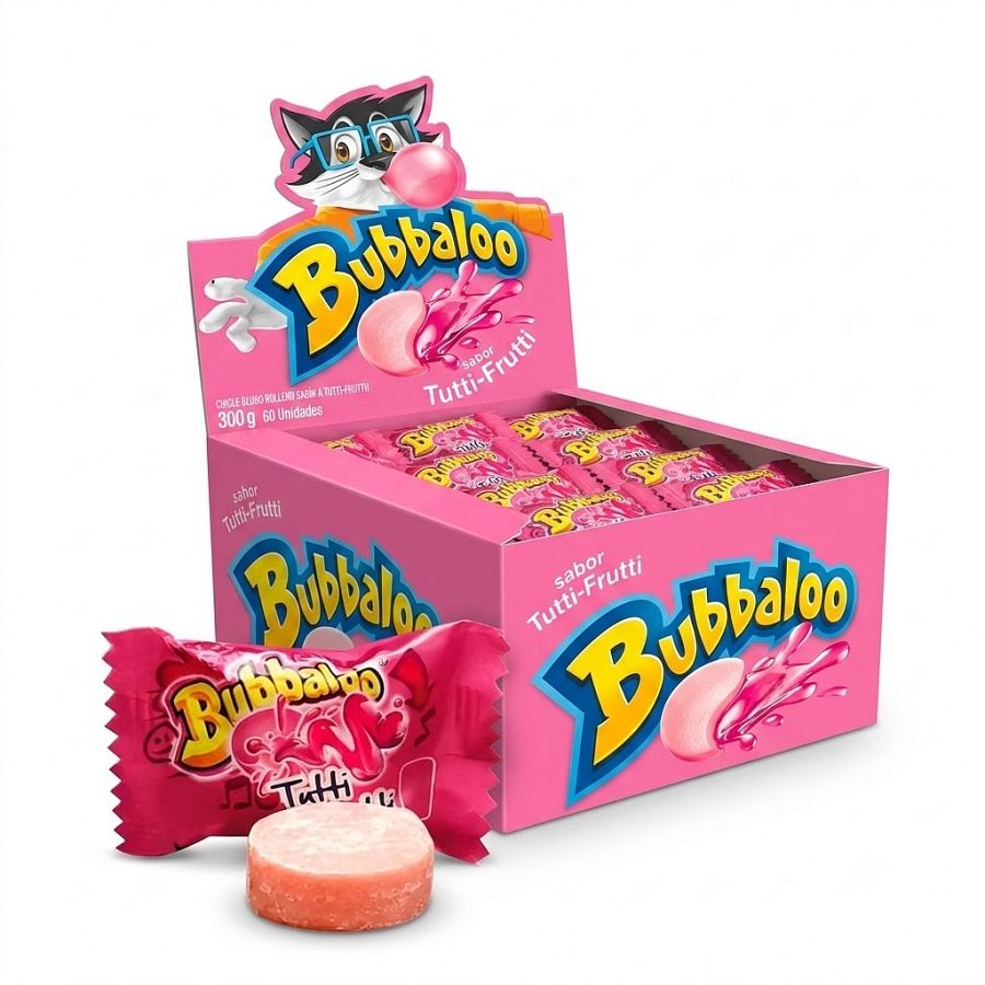 Bubbaloo Brazil Import Chicle Tutti Frutti Chewing Gum 60ct Box