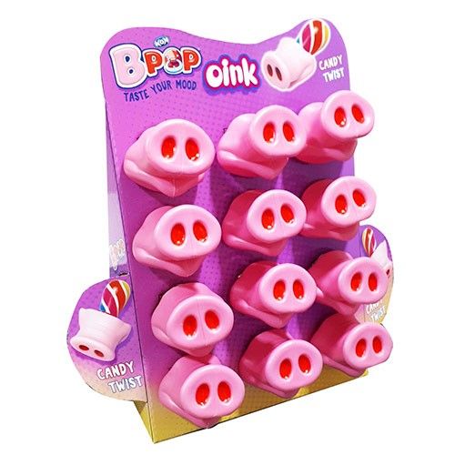 Bpop Swedish Pig Oink Candy Twist Lollipop 12ct Display