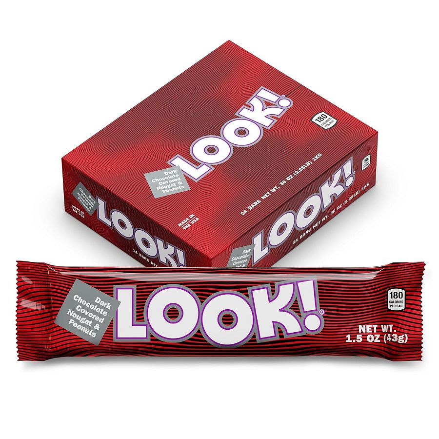Look Candy Bar Dark Chocolate Nougat Peanut Nostalgia 1.5 oz 24 ct
