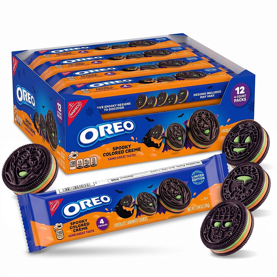 Oreo Halloween Spooky Creme  Cookies Single Serve 2.04oz 12ct
