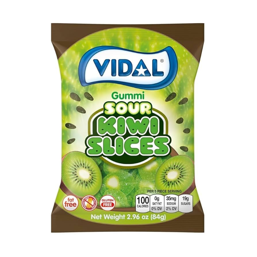 Vidal Sour Kiwi Slice Gummy 2.96 oz Peg Bag