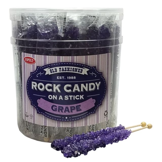 Espeez Purple Grape Rock Candy On a Stick Jar 36 ct 6.5 "
