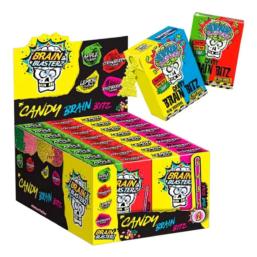 Brain Blasterz Brain Bitz Sour Candy Rocks 45g 16 ct UK IMPORT