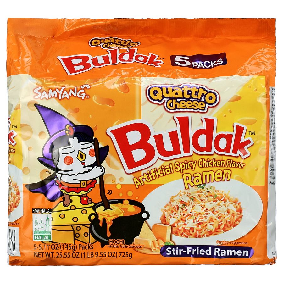 Samyang Buldak Quattro Cheese Spicy Hot Ramen Soup 5.11 oz 5 Pack